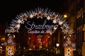 Entrance to Christmas market and city centre of Strasbourg, Alsace, France Royalty Free Stock Photo